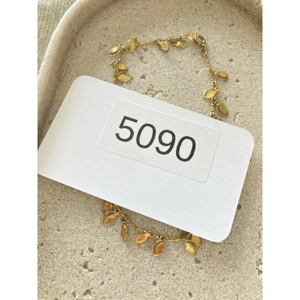 Gold Tone Dainty‎ Leaf Charm Anklet Minimalist Boho Dangle Romantic Feminine